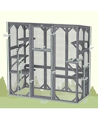 Ruie Large Outdoor Catio Cat House with 6 Jumping Platforms