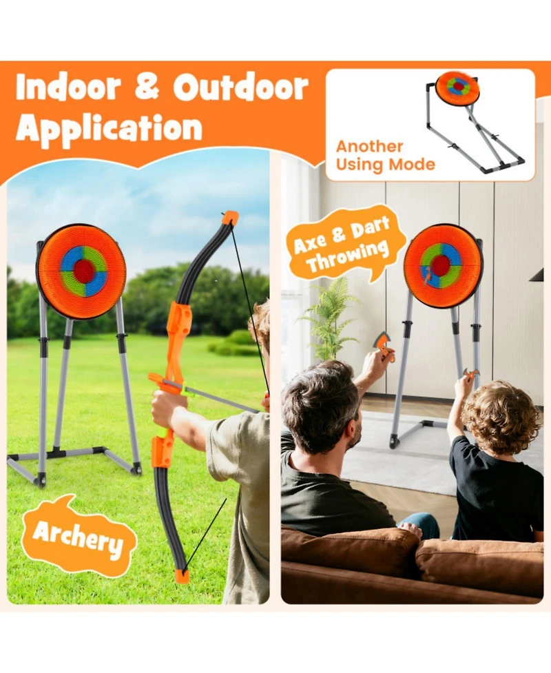 Sugift 4-in-1 Axe Throwing Game Set with Bristle Target, 27.5" x 19.5" x 55", Ages 8+