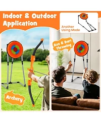 Sugift 4-in-1 Axe Throwing Game Set with Bristle Target, 27.5" x 19.5" x 55", Ages 8+