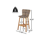 sumyeg Lymington Outdoor Bar Stool Set of 2, Teak Finished Wood with Wicker Seat