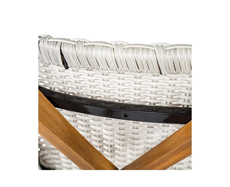 sumyeg Lymington Outdoor Bar Stool Set of 2, Teak Finished Wood with Wicker Seat