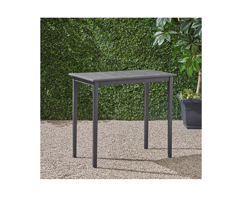 sumyeg Outdoor Minimalist Acacia Wood Rectangle Bar Table with Teak Finish