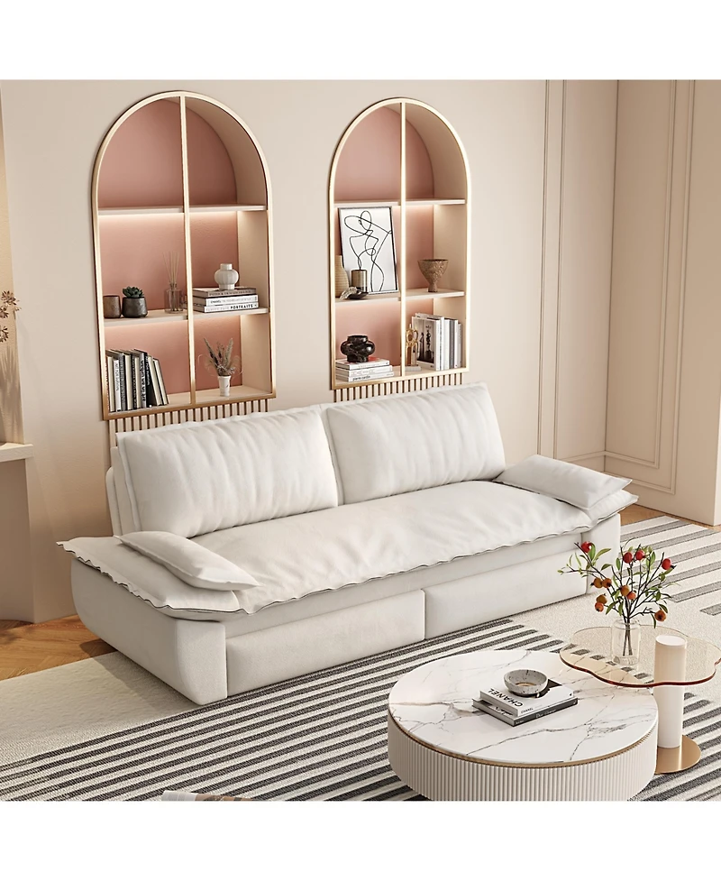 Clihome 73.2" 3-Seater Velvet Sleeper Sofa Bed, 3-in-1 Convertible Pull-Out Couch