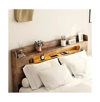 Lucky One Queen Size Wood Platform Bed Frame with Storage Led Headboard, Usb Ports, Wood Slats, No Box Spring Needed, Under-Bed Storage