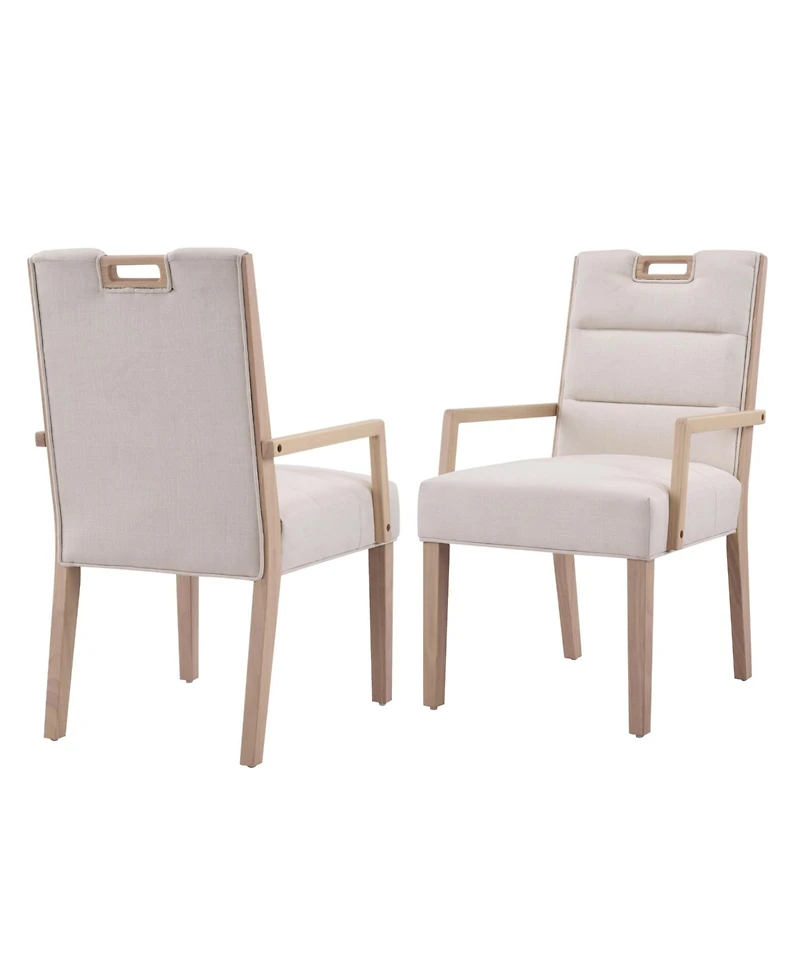 Boyel Living 2-Piece Modern Dining Chairs with Arms, Fabric and Rubberwood Frame, Upholstered Kitchen Chairs