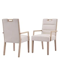 Boyel Living 2-Piece Modern Dining Chairs with Arms, Fabric and Rubberwood Frame, Upholstered Kitchen Chairs