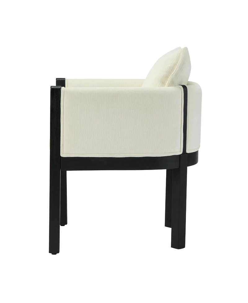 Boyel Living 2-Piece Linen Dining Armchairs, Natural Rubberwood Legs, Modern Farmhouse Kitchen Chairs