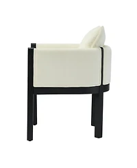 Boyel Living 2-Piece Linen Dining Armchairs, Natural Rubberwood Legs, Modern Farmhouse Kitchen Chairs