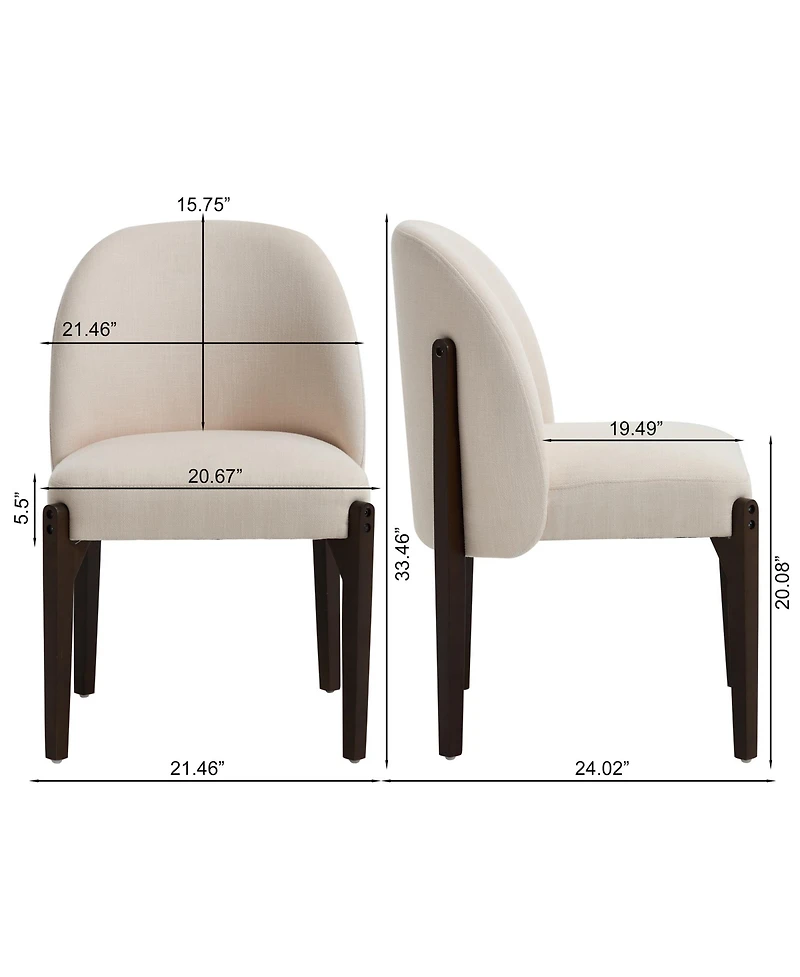 Clihome Wooden Dining Chairs Set of 2, Modern Fabric Upholstered Kitchen Chairs Side Chairs