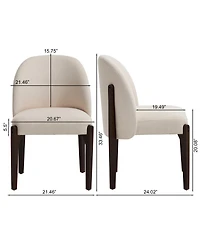 Clihome Wooden Dining Chairs Set of 2, Modern Fabric Upholstered Kitchen Chairs Side Chairs