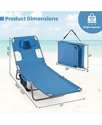 Gymax 2-Pieces Tanning ChairFolding Beach Lounge Chair with 5-Position Adjustable Backrest