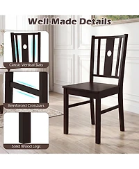 Gymax Dining Chairs Set of 4Solid Rubber Wood Kitchen Chair with Slatted Curved Backrest