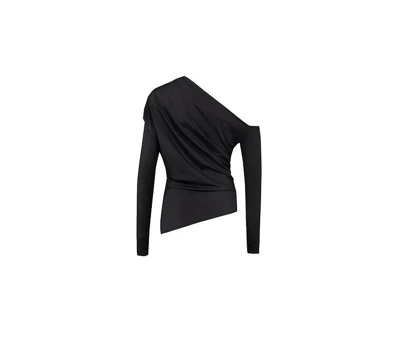 Pcfg Women's Draped Long-Sleeve Polyester-Blend Top