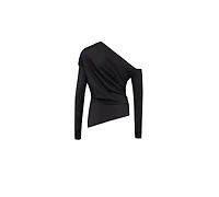 Pcfg Women's Draped Long-Sleeve Polyester-Blend Top