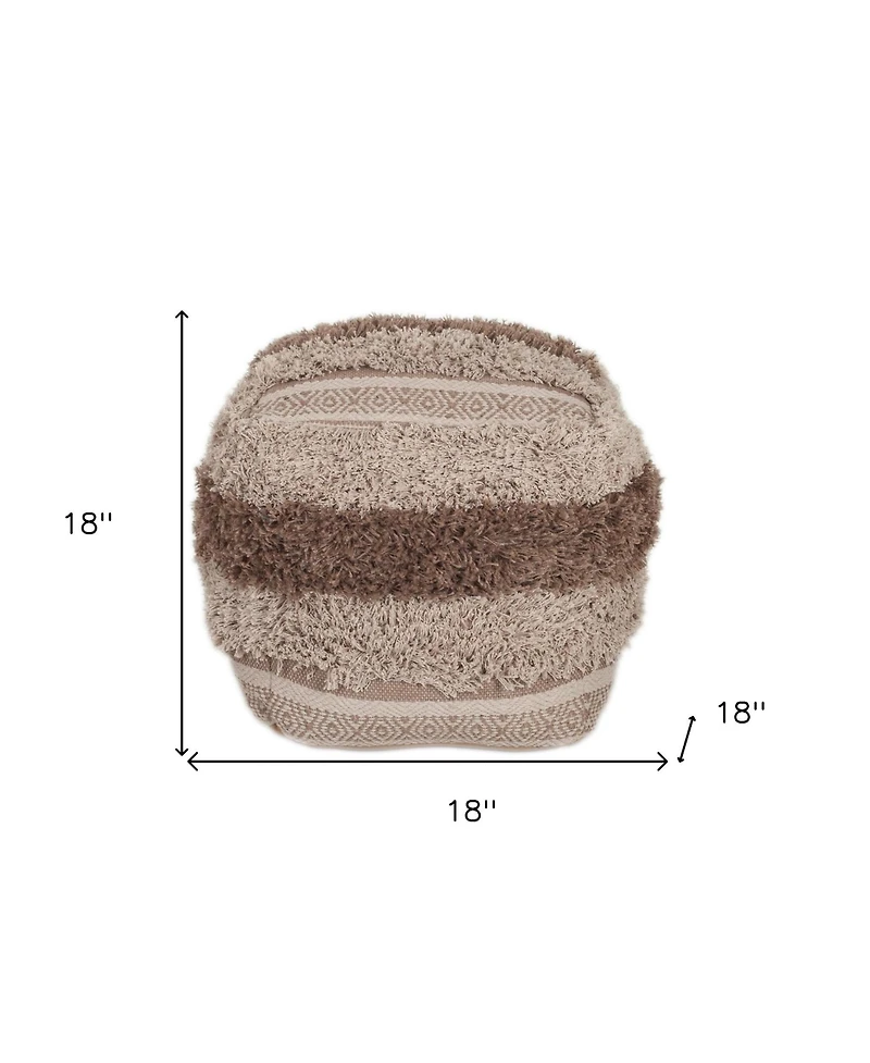 HomeRoots 18" Striped Pouf Ottoman