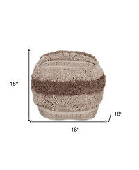 HomeRoots 18" Striped Pouf Ottoman