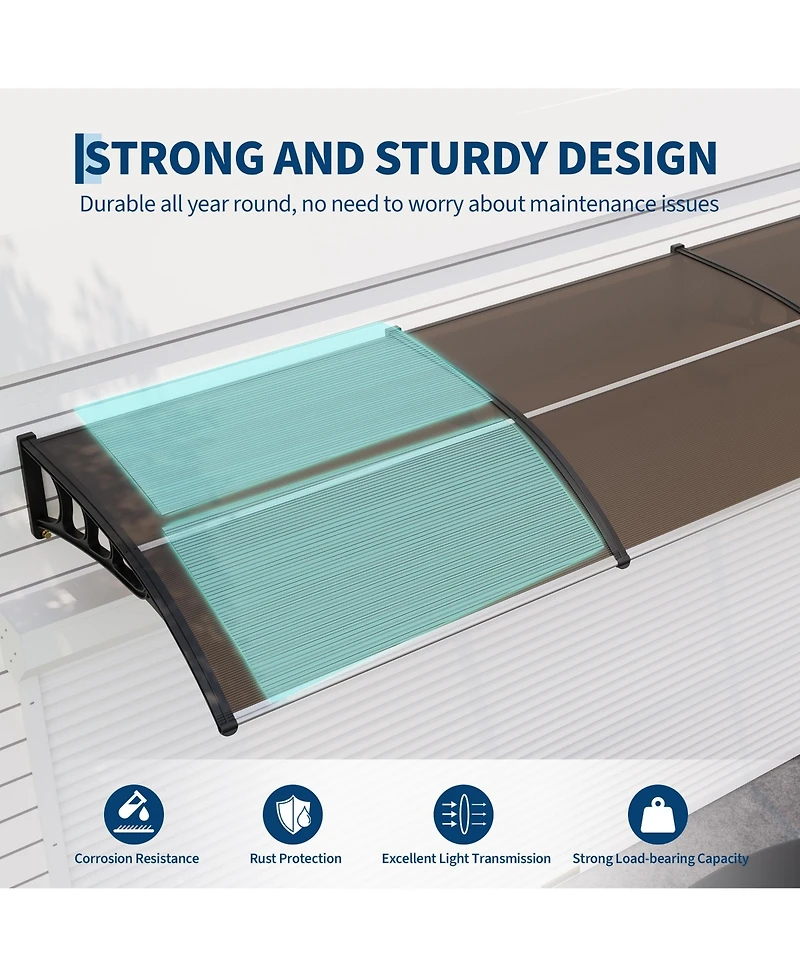 homfan Polycarbonate Door and Window Awning Canopy, Uv, Rain Snow Shield