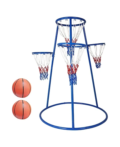 homfan 4 Hoop Adjustable Basketball Set, Toddler Sports Toy with 2 Mini Basketballs and Air Pump