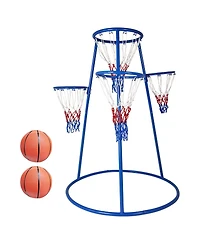 homfan 4 Hoop Adjustable Basketball Set, Toddler Sports Toy with 2 Mini Basketballs and Air Pump
