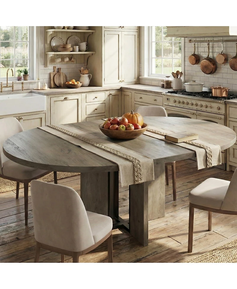 homfan 47"-63" Extendable Farmhouse Dining Table with Arched Legs
