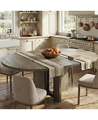 homfan 47"-63" Extendable Farmhouse Dining Table with Arched Legs