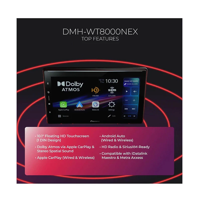 Pioneer 10.1" Digital Media Receiver with CarPlay and Split Screen - DMHWT8000