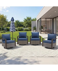 Pocassy Outdoor Patio Wicker Swivel Chairs Outside Rattan Rocker Glider Chair Rocking Armchairs for Front Porch Balcony Backyard