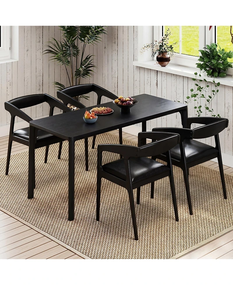 Gymax 4Piece Accent Armchairs Upholstered Pu Leather Chairs With Padded Backrest and Seat