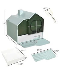 Ruie Hooded Cat Litter Box with Litter Mat and Dual Deodorizers