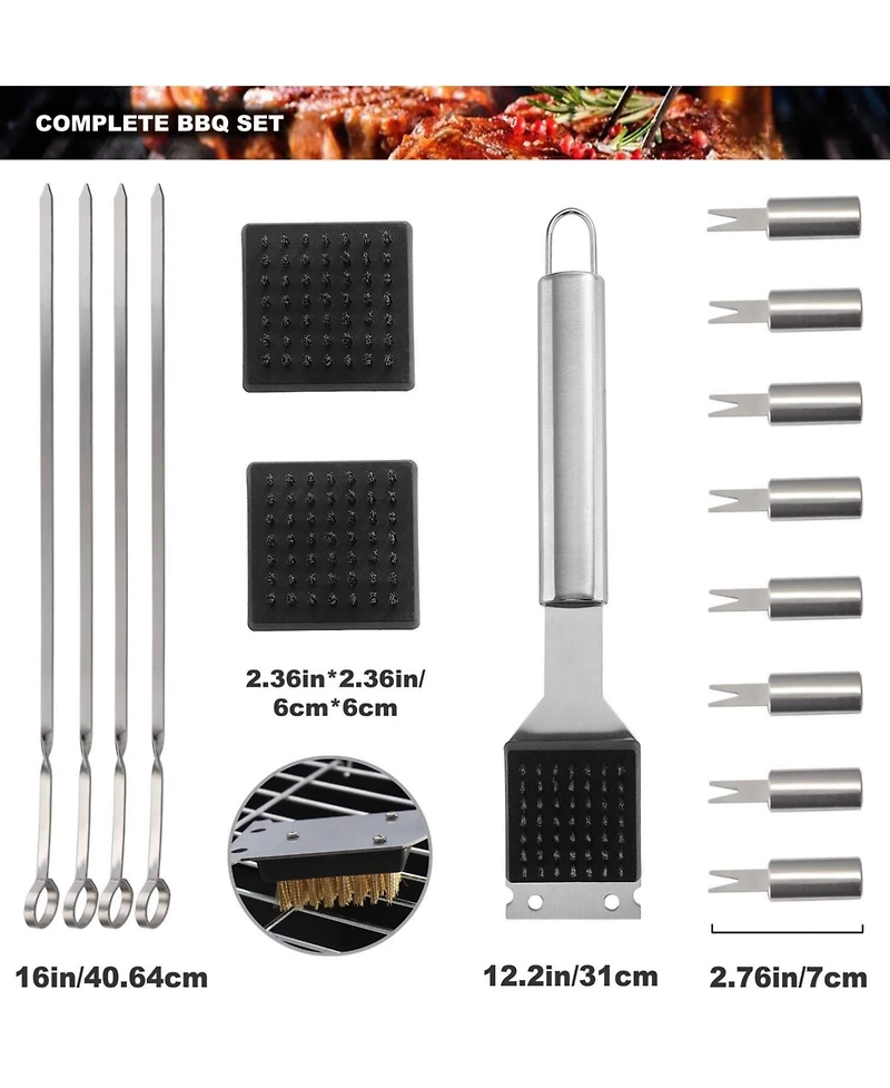 Xdovet Bbq Grill Accessories Set Stainless Steel Tool Mats Case