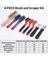 Xdovet 8Wire Brush Set Rust Removal Heavy Duty Scratch Brushes Stainless Steel Nylon Bristles Metal Scrapers
