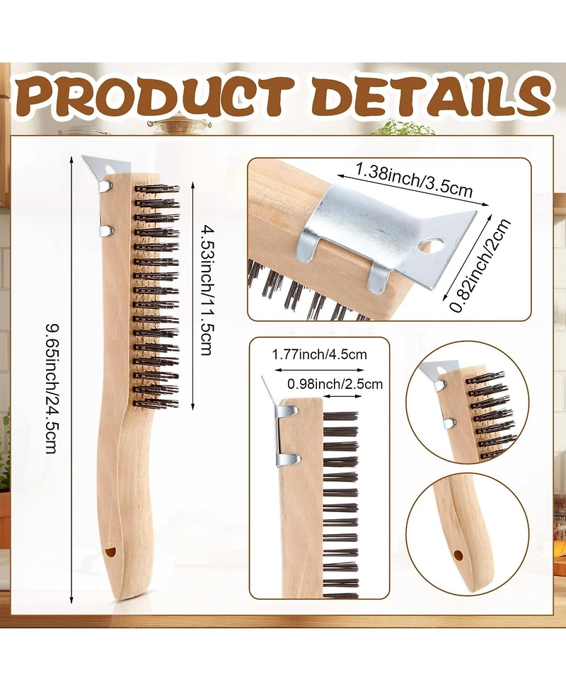 Xdovet Stainless Steel Wire Brush Metal Scraper Wooden Handle Rust Removal Tool