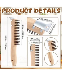 Xdovet Stainless Steel Wire Brush Metal Scraper Wooden Handle Rust Removal Tool
