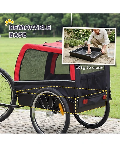 Ruie Dog Bike Trailer Bicycle Pet Carrier with 20 Inch Air Tires and Safety Flag