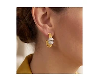 Rachel Glauber Brilliant 14K Gold Plated Cz Mesh Bands Half Hoop Earrings