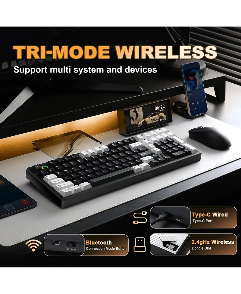 Lisen AL98 Wireless Mechanical Hot-Swappable Keyboard for Pc/Mac