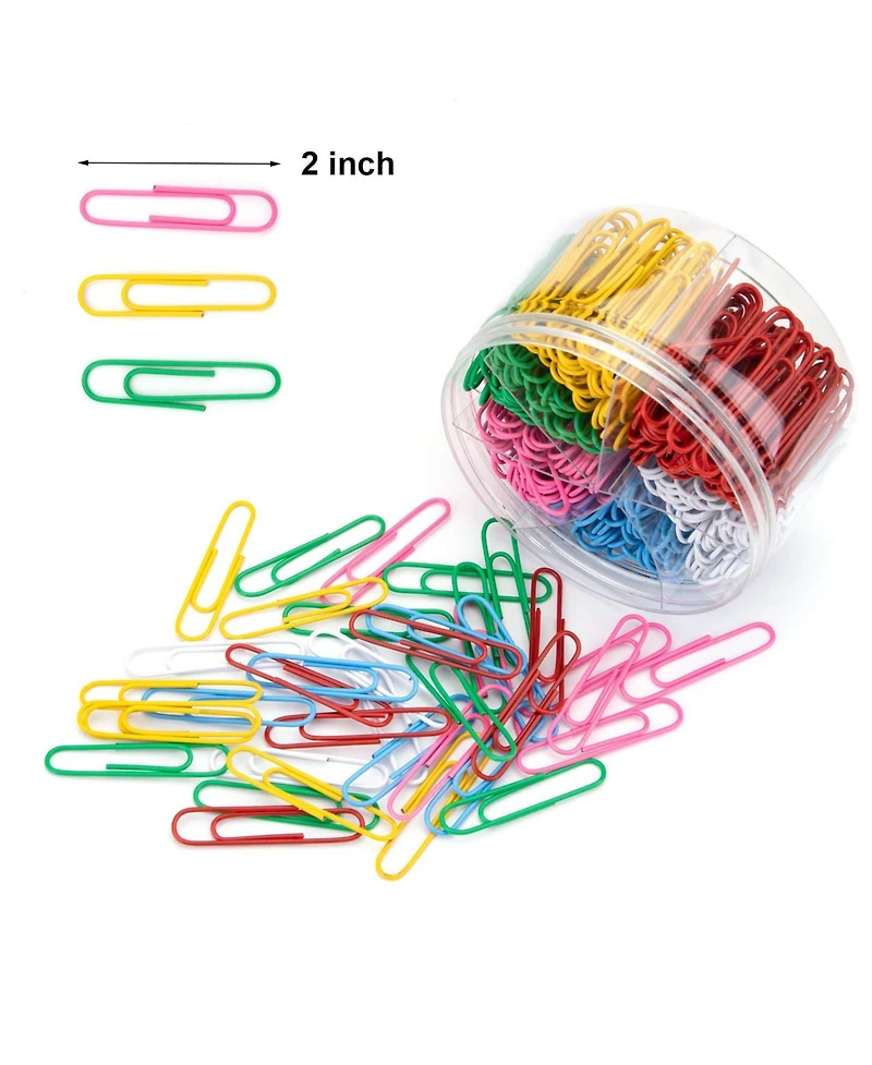 Danrong 900 Pieces Vinyl Coated Paper Clips 6 Colors Office School Organizing