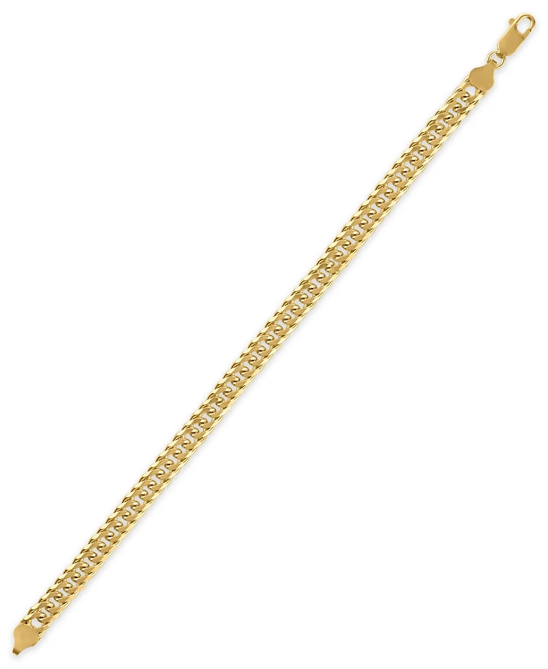 Macy's Men's Triple Bevel Curb Link Bracelet in 14k Gold Over Sterling Silver