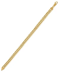 Macy's Men's Triple Bevel Curb Link Bracelet in 14k Gold Over Sterling Silver