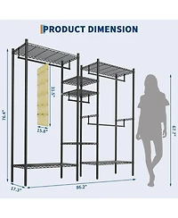 gaomon Metal Heavy Duty Clothes Rack, Organizer Rack with Adjustable Shelves and Hanging Rods for Closet, Wardrobe, for Dorm