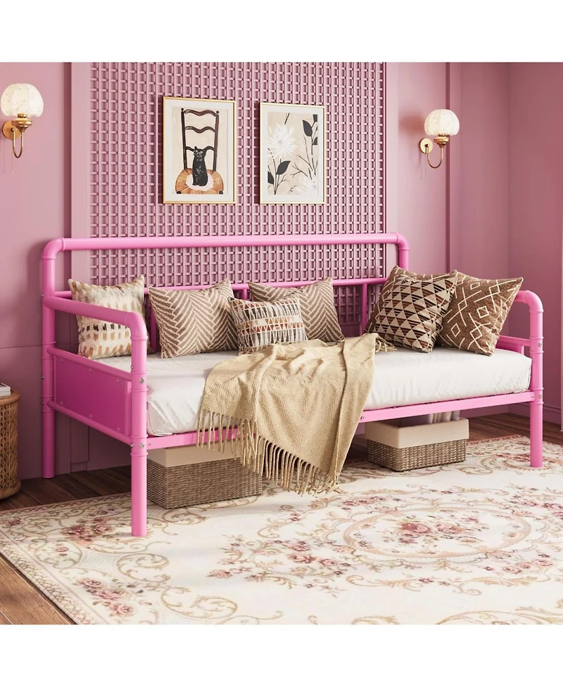 gaomon Metal Daybed Frame Twin Size, Industrial Sofa Bed with Iron Frame, Heavy Duty for Living Room, Office, or Guest Room