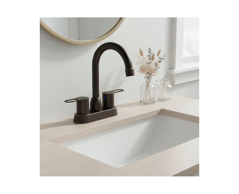 Busdays 2 Handle Oil Rubbed Bronze Centerset Bathroom Sink Faucet for 2 or 3 Hole Rv Vanity