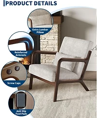 homfan Set of 2 Mid-Century Chenille Accent Chairs – Barrel Armchairs with Lumbar Pillow, Cozy Reading Chairs for Living Room and Office