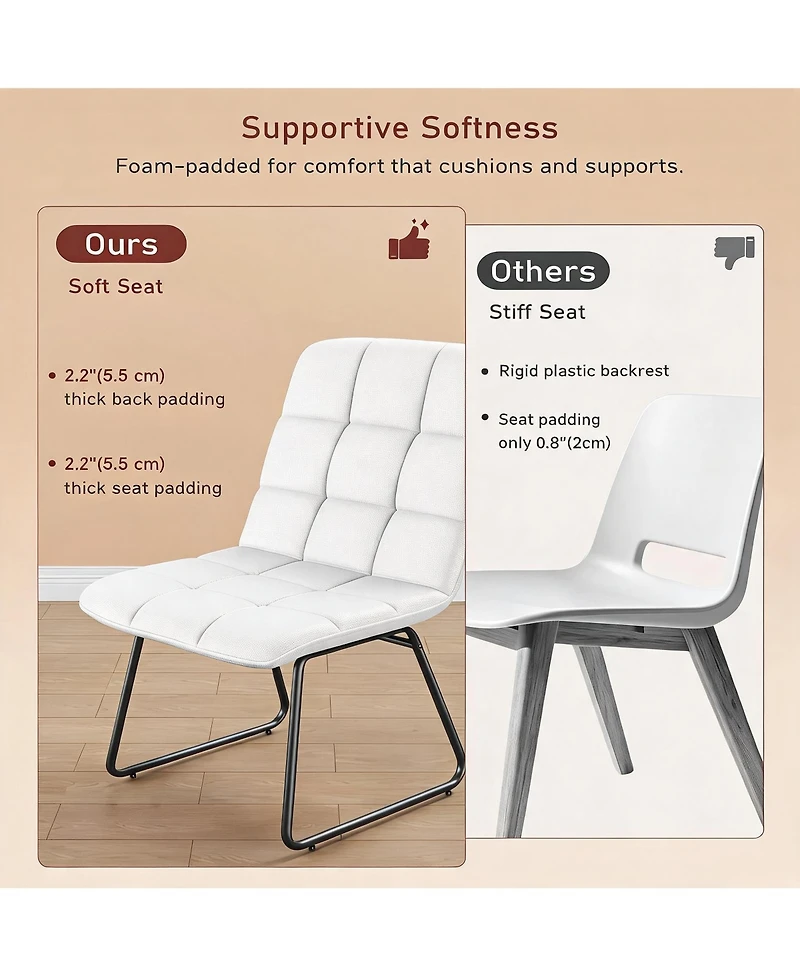 Faux Leather Dining Chairs Set of 4, High-Resilience Foam, Upholstered Dining Room Chairs with Metal Frame, Modern Style, for Kitchen, Living Room