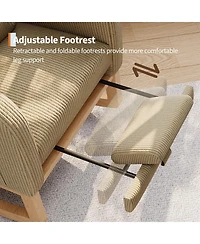 homfan Rocking Chair with Footrest, Linen Glider Chair with Side Pockets, Nursery Chair with Pillow, Rocking Accent Armchair