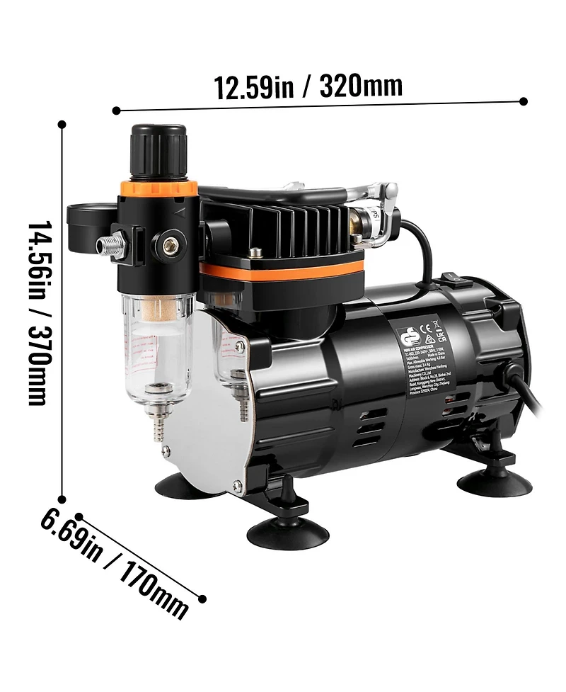 Sevorley Airbrush Kit with Compressor, Dual-Action Gravity Feed System, 3 Nozzles