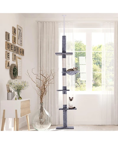 Ruie 102 Inch Floor to Ceiling Cat Tree 5 Level Tower with Scratching Posts and Hammock