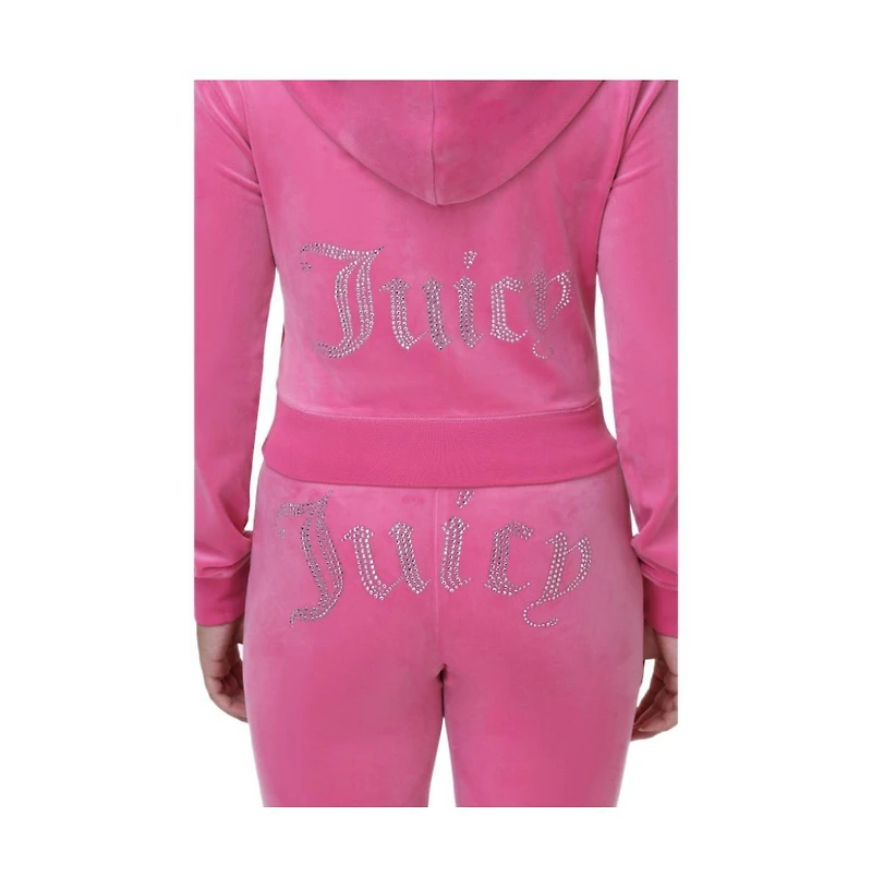Juicy Couture Women's Luxe Velour Hoodie With Double Bling