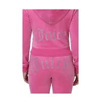 Juicy Couture Women's Luxe Velour Hoodie With Double Bling