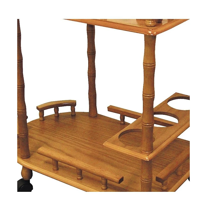 HomeRoots 24" Wood Rolling Bar Cart with Wine Storage
